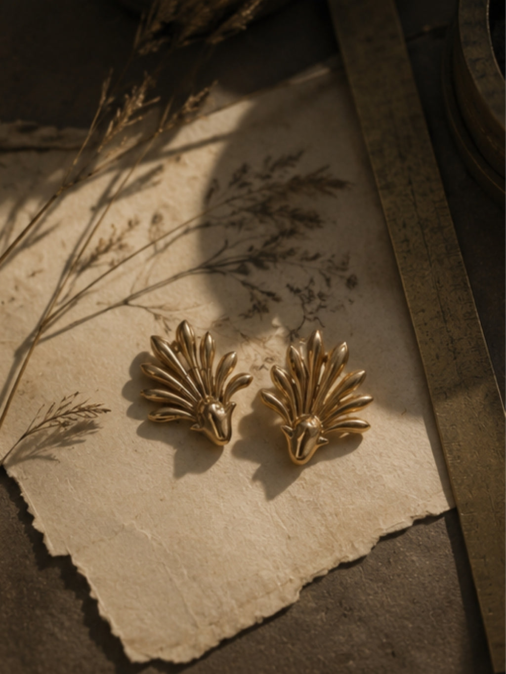 Leaves • Brass Studs Earrings
