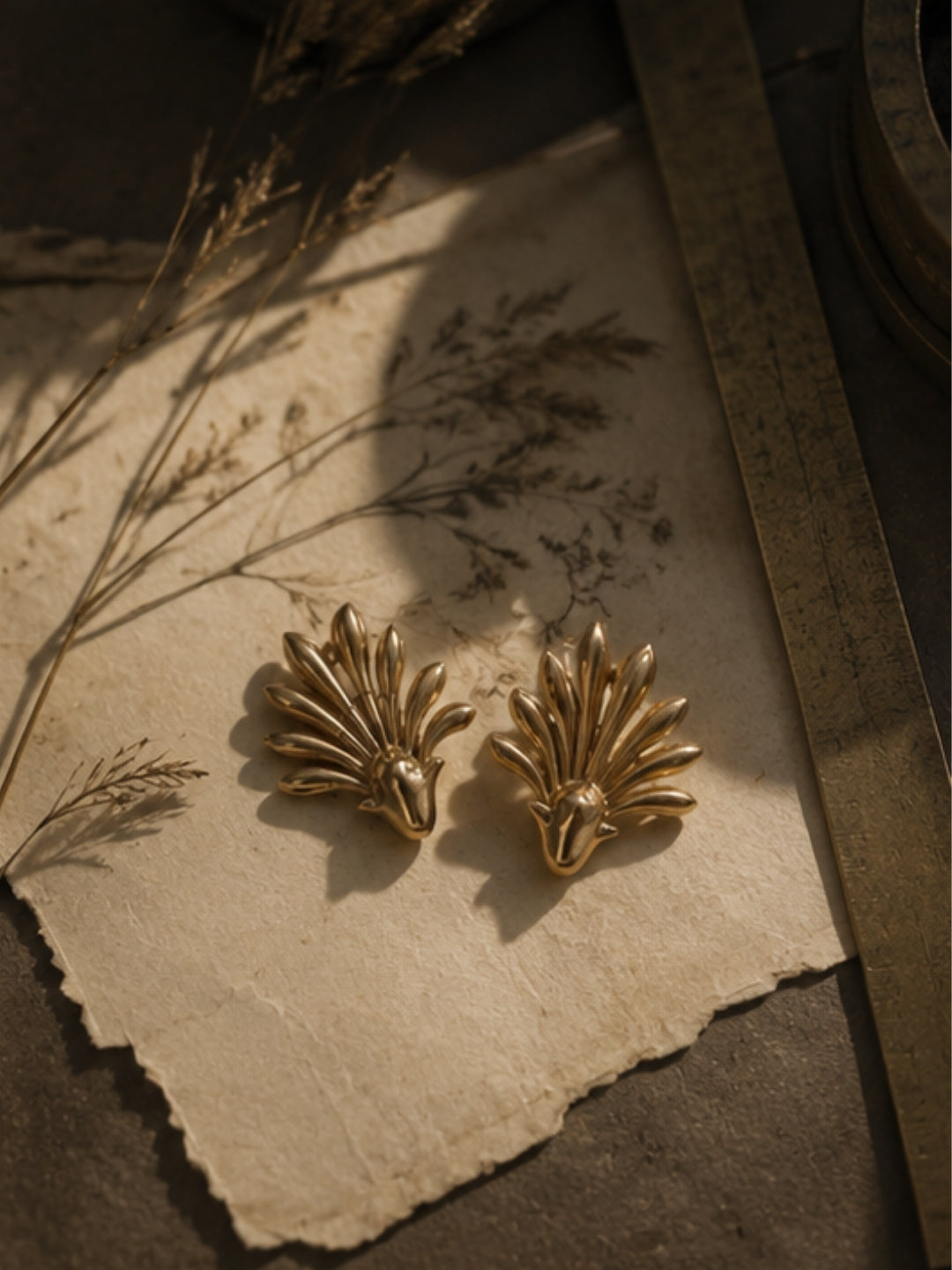 Leaves • Brass Studs Earrings
