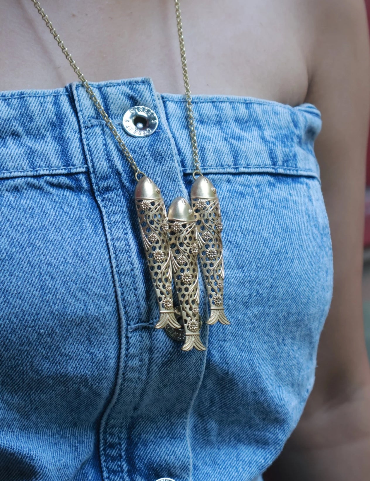 Three Fishes Together • Brass Pendant with Chain