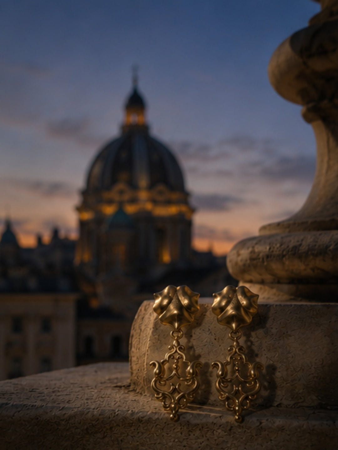 Antique Lotus • Brass Drop Earrings