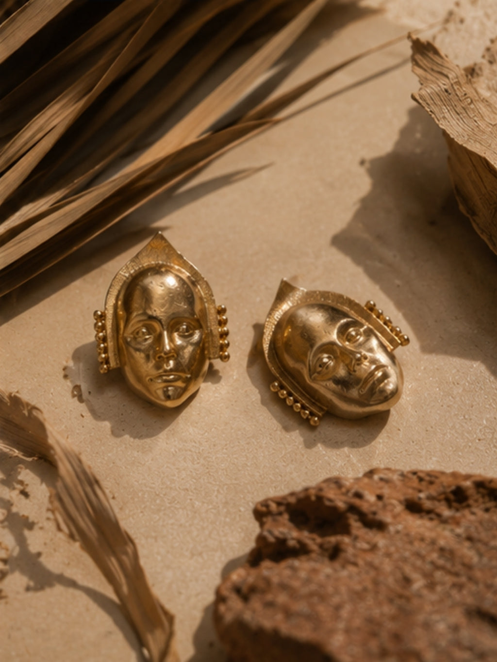 Mask • Brass Stud Earrings