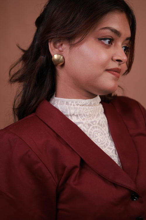 Abstract Circle • Brass Studs Earrings