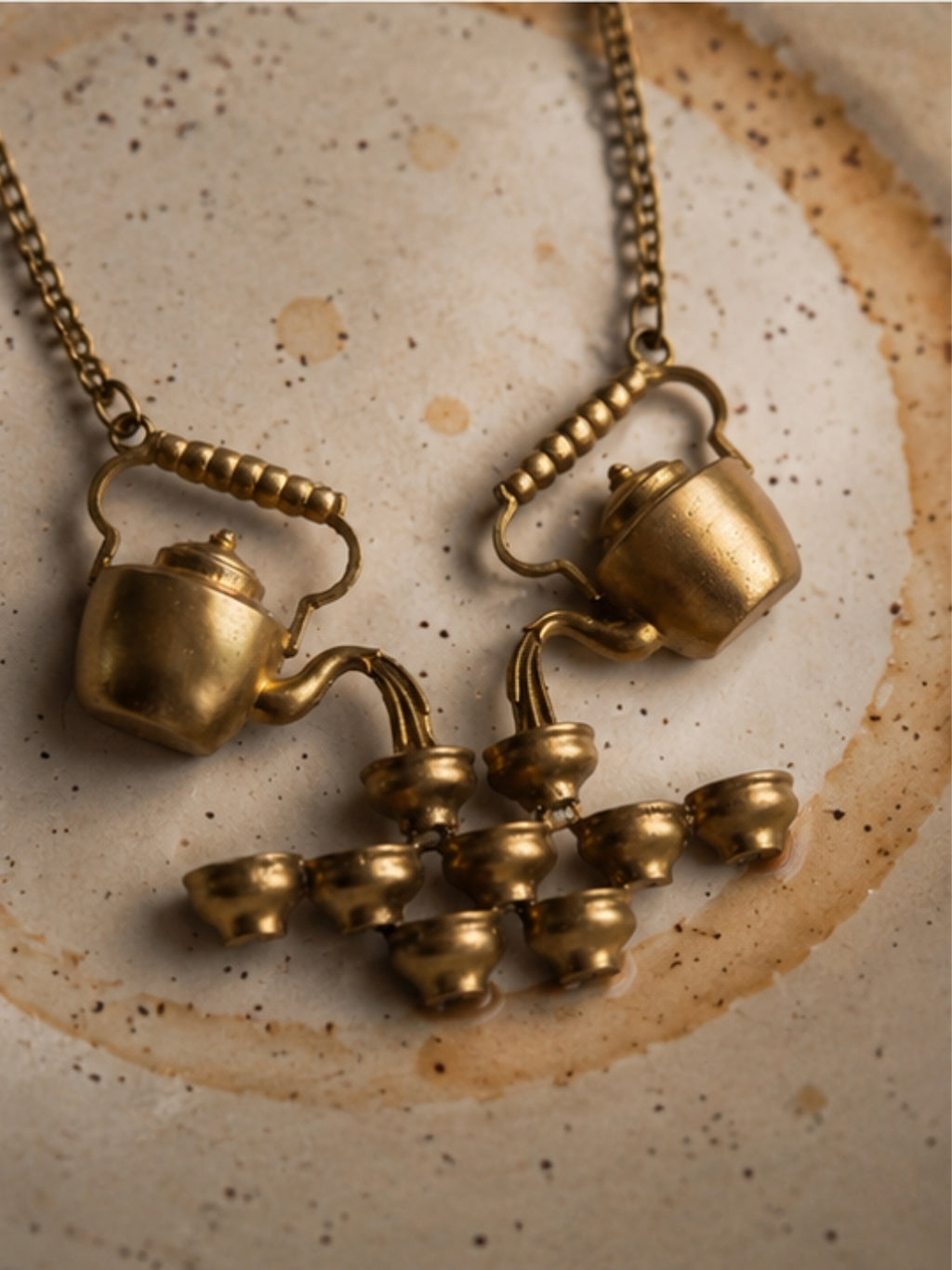 Pouring Tea Kettle • Brass Pendant Chain