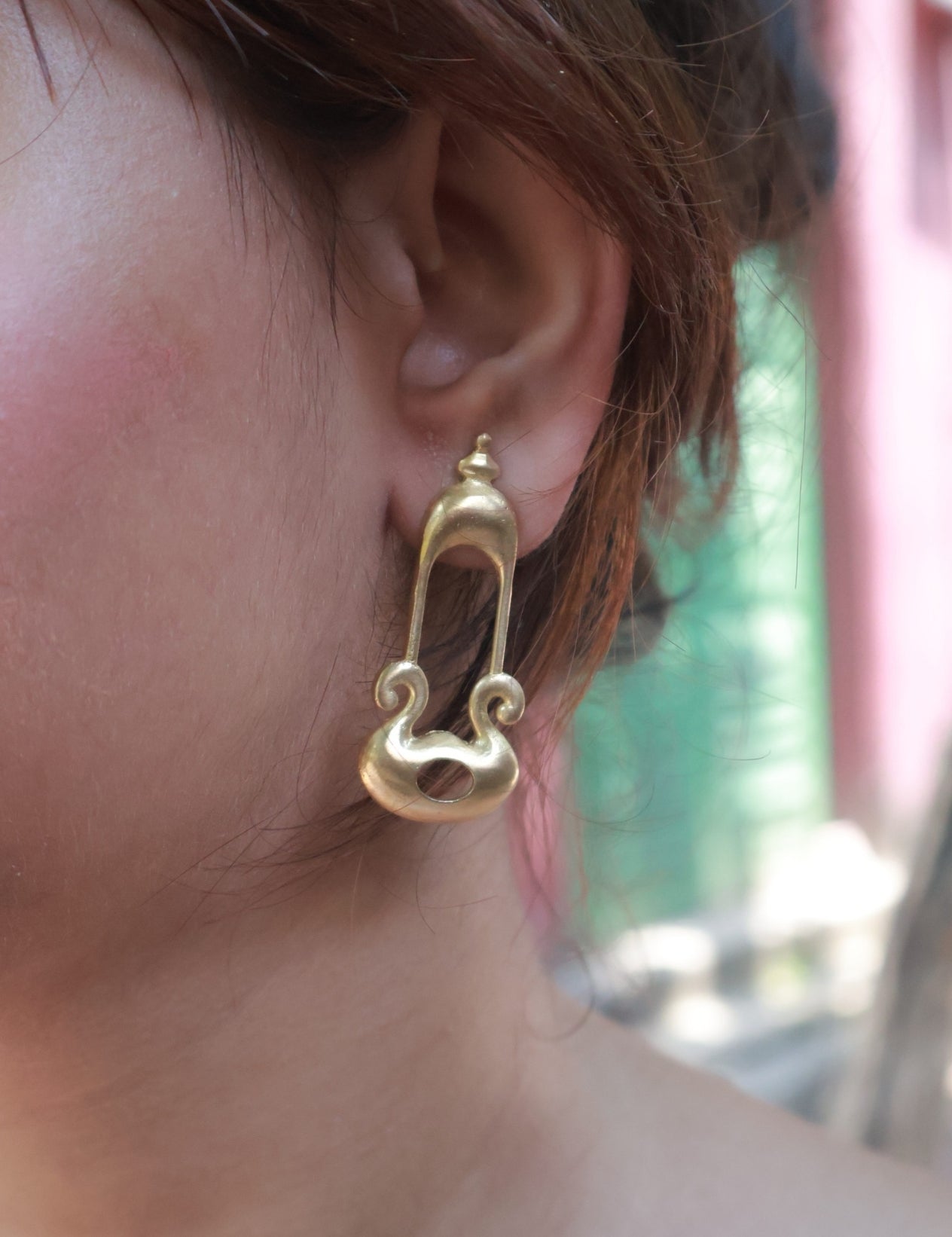 Abstract Lantern • Brass Earrings