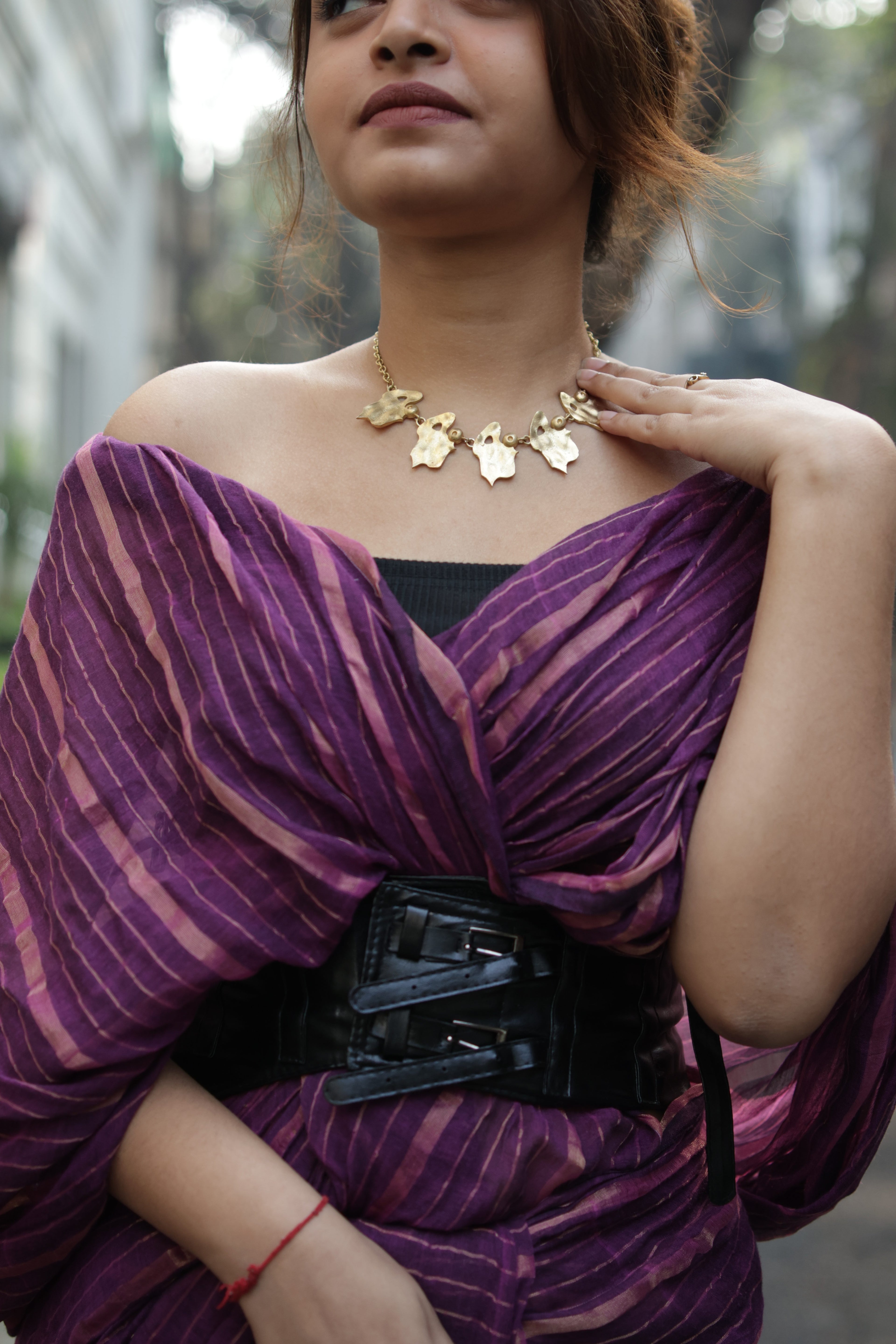 Abstract Face • Brass Set-Neckpieces-Crimson Braid -Crimson Braid 