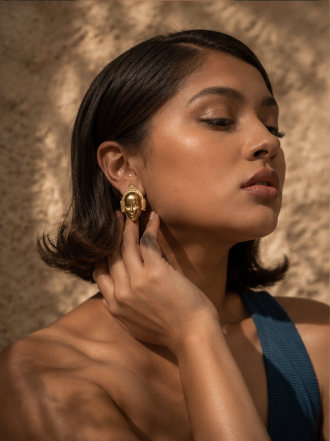 Mask • Brass Stud Earrings